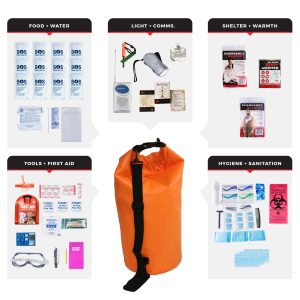 1 Person Essential Survival Kit, Dry Bag